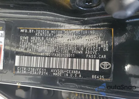 2014 Toyota Camry Hybrid from USA, damaged, VIN 4T1BD1FK9EU139311